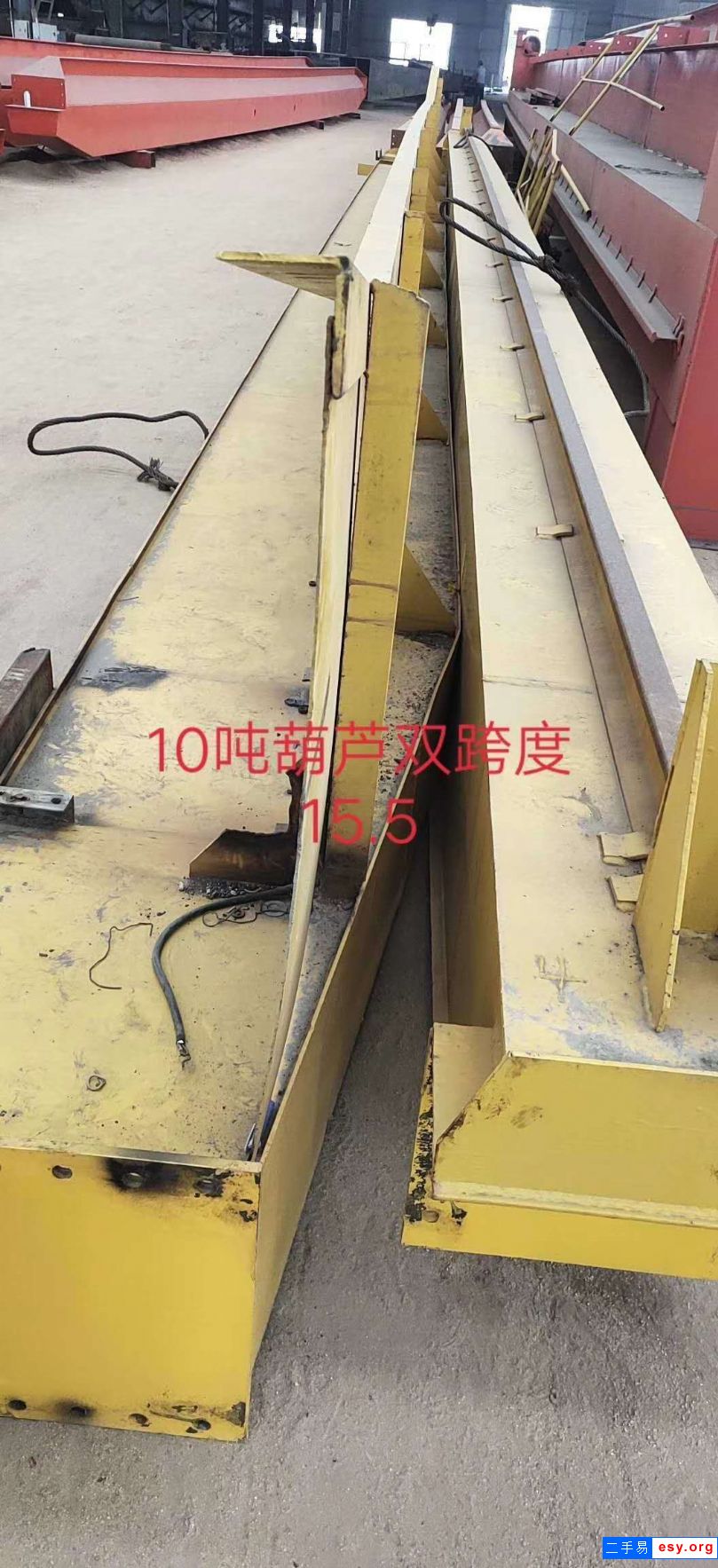 LH型二手10噸單梁龍門吊,跨度15.4米,起升高度9米,帶雙葫蘆