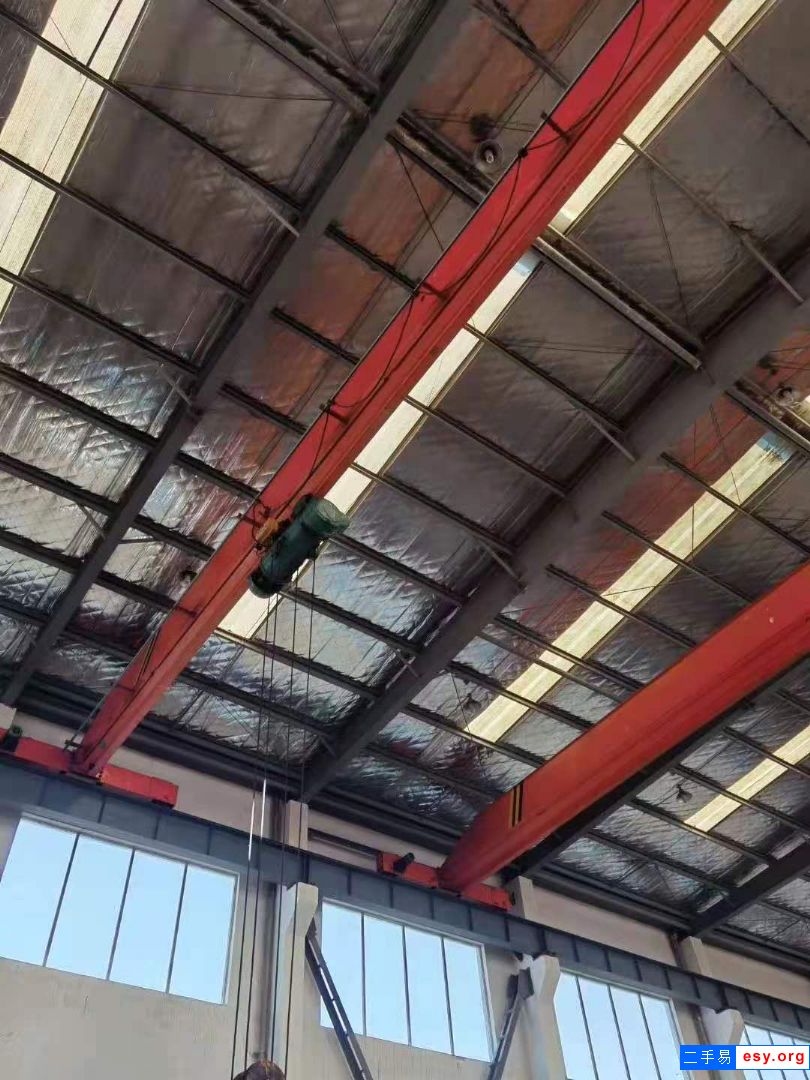 QD型10噸二手單梁橋式起重機(jī)，跨度22.5米，河南礦山制造，在位出售