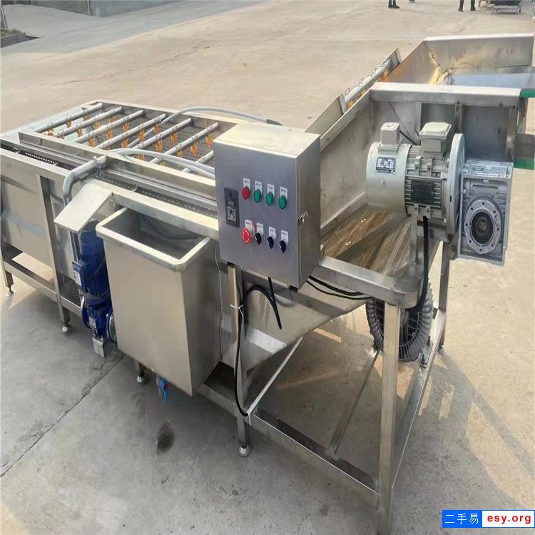 出售二手4米毛豆清洗初加工設(shè)備氣泡清洗機(jī)不銹鋼風(fēng)干機(jī)豌豆莢清洗流水線