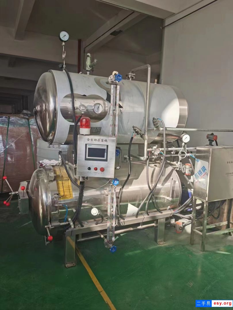 出售二手全自動(dòng)肉制品高壓鍋不銹鋼蒸汽電加熱殺菌鍋雙層水浴室殺菌鍋