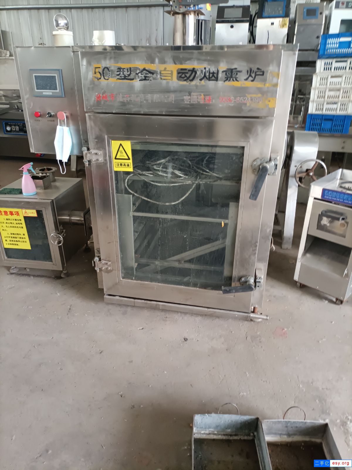 出售二手全自動(dòng)煙熏爐50型臘肉臘腸煙熏爐雞鴨不銹鋼蒸熏爐