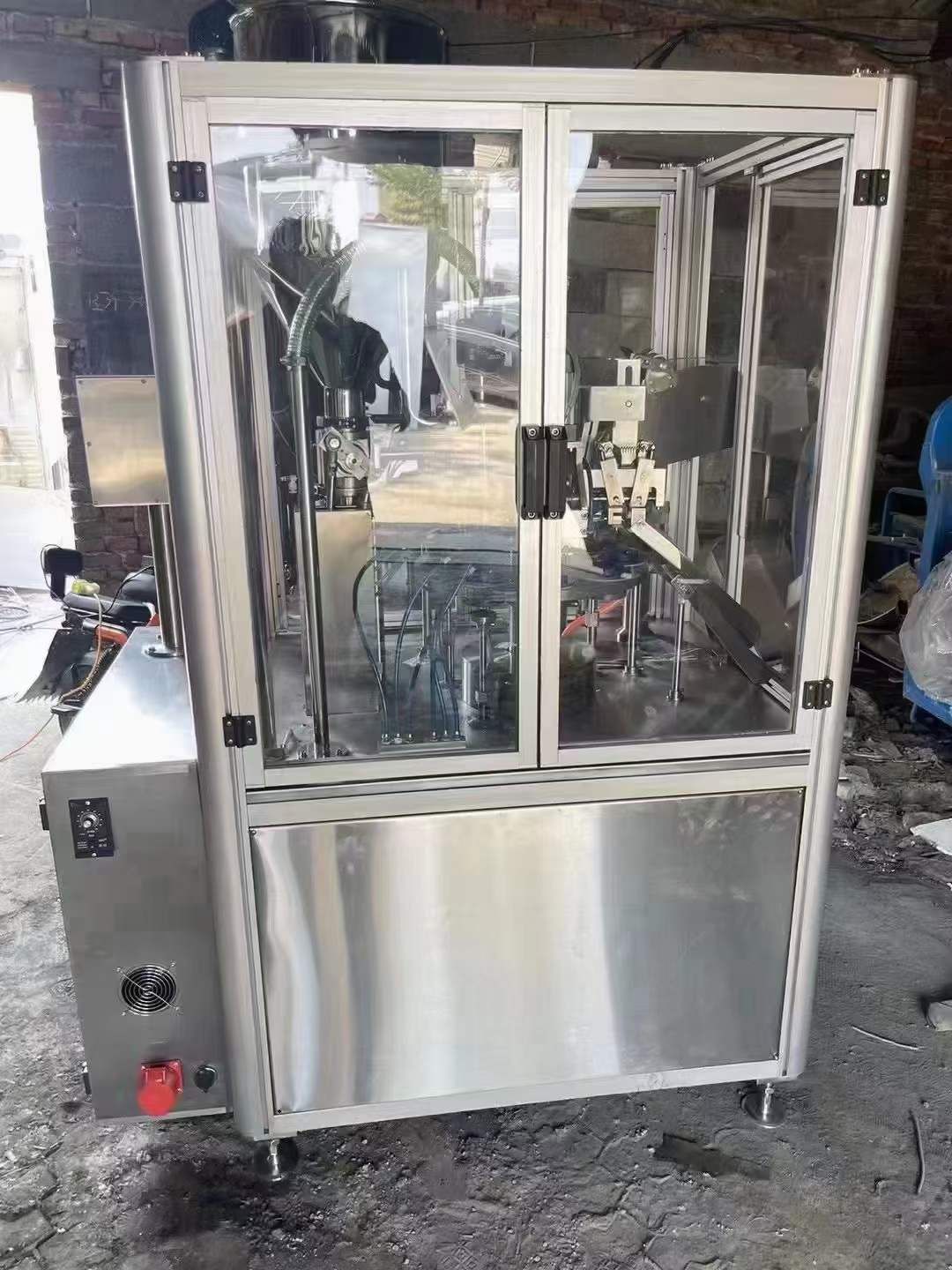 轉讓二手軟尾灌裝機 一臺罐裝范圍3-60克每分鐘40支軟尾灌裝機