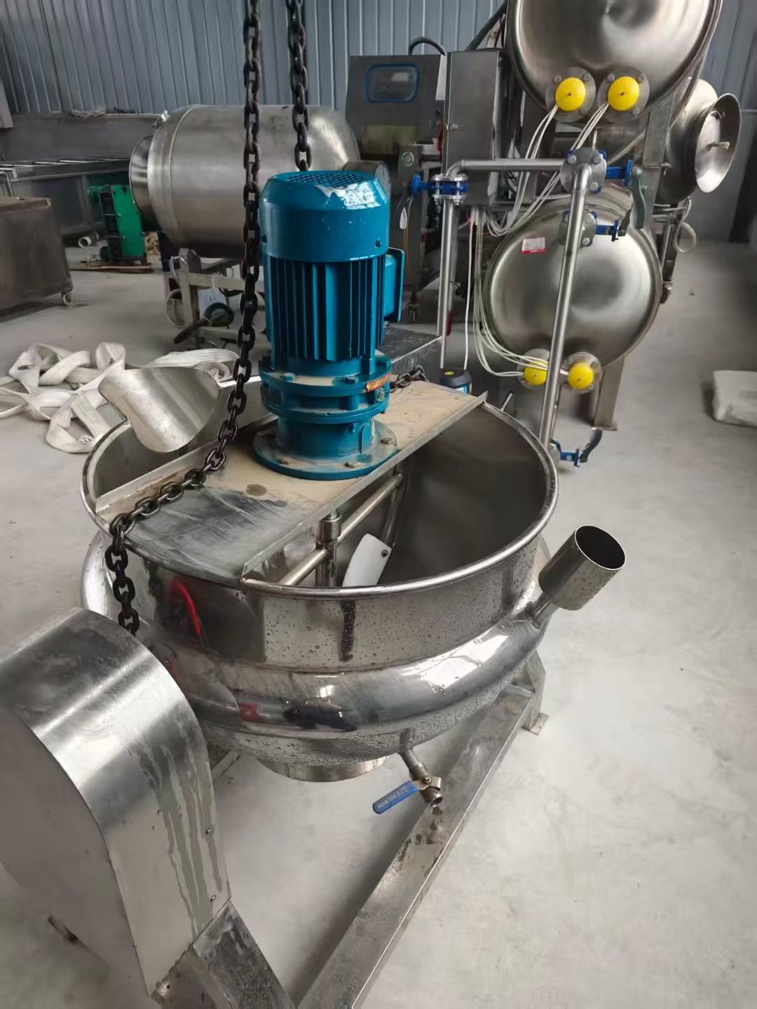 转让二手电加热夹层锅 一台容积100升可倾斜电加热夹层锅