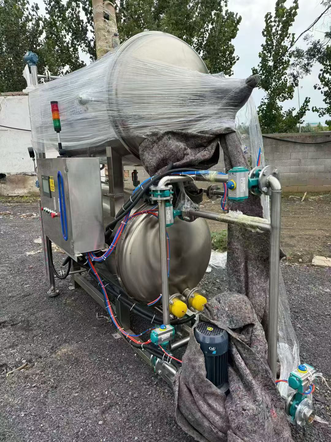 转让二手双层杀菌锅 一套容积0.88立方电加热全自动双层杀菌锅