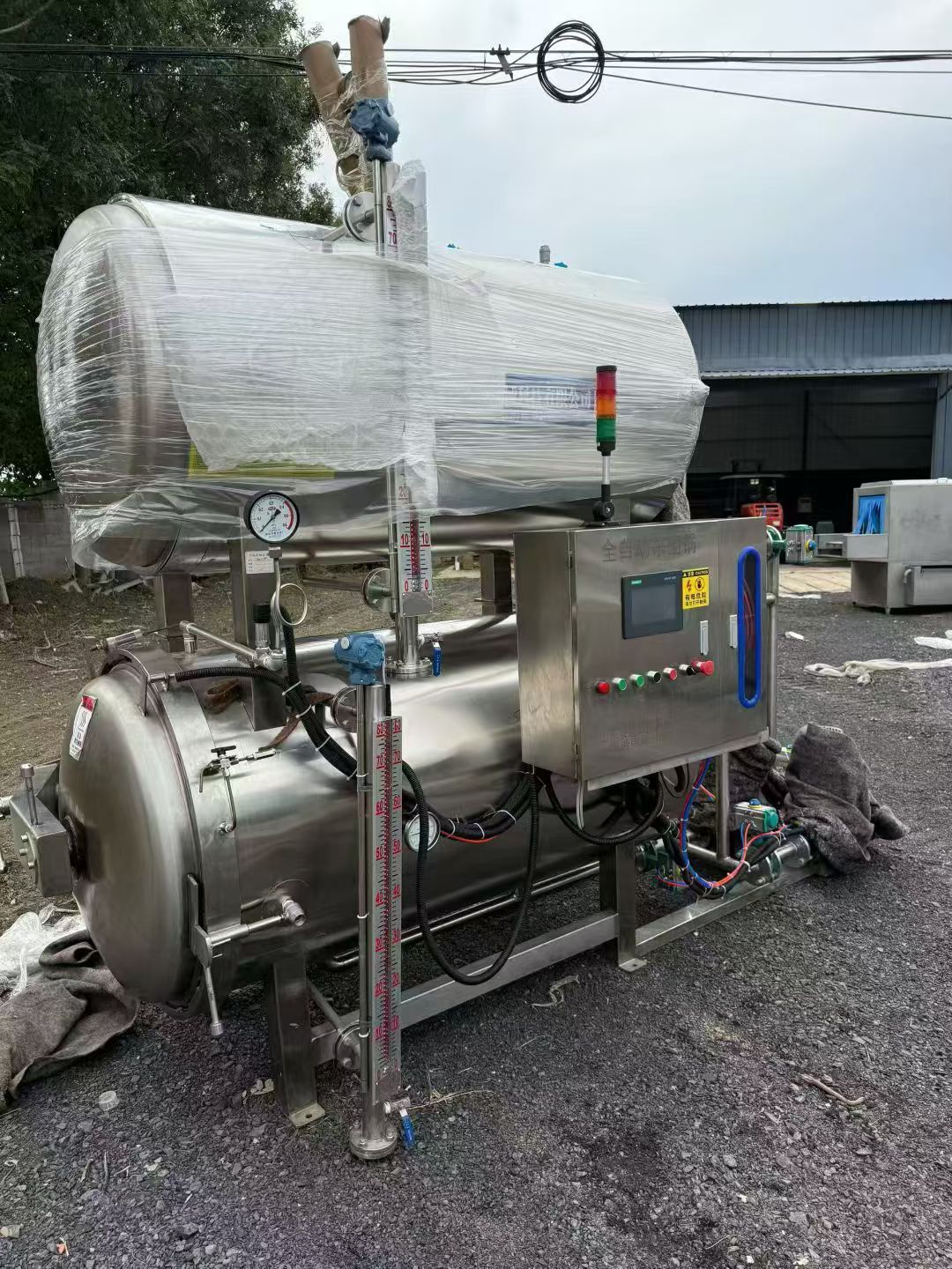 转让二手双层杀菌锅 一套容积0.88立方电加热全自动双层杀菌锅