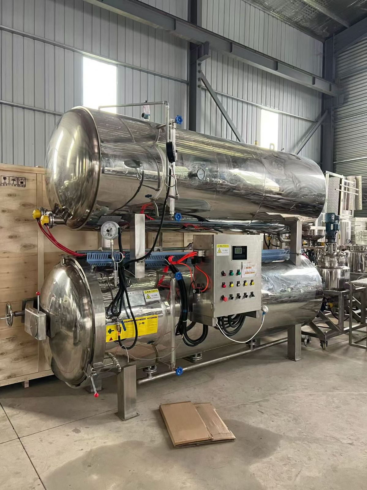 转让二手二双层杀菌锅 一套容积2.59立方水浴式全自动双层杀菌锅