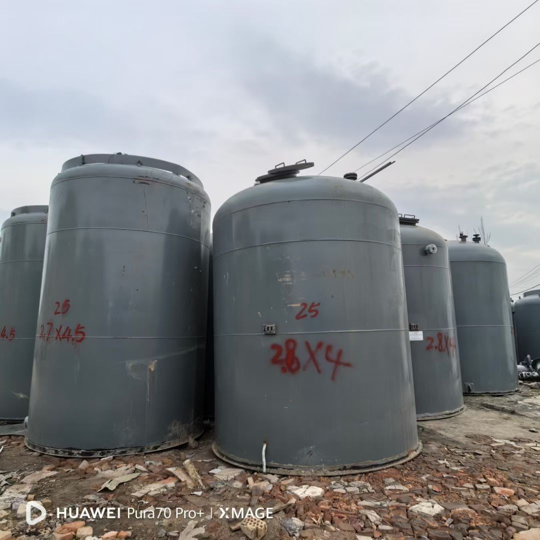转让二手立式衬塑钢罐 容积12立方-25立方内衬塑外碳钢立式储罐
