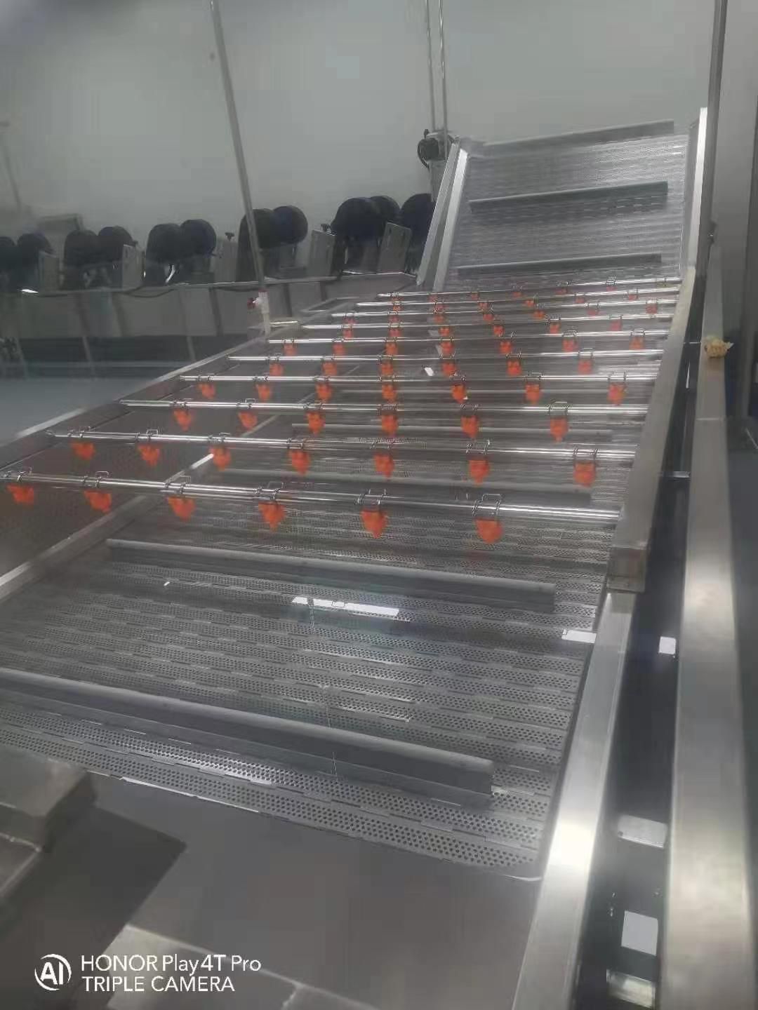 二手氣泡清洗機機，秋葵水浴清洗設備，漂燙線，批發(fā)各種食品機械！
