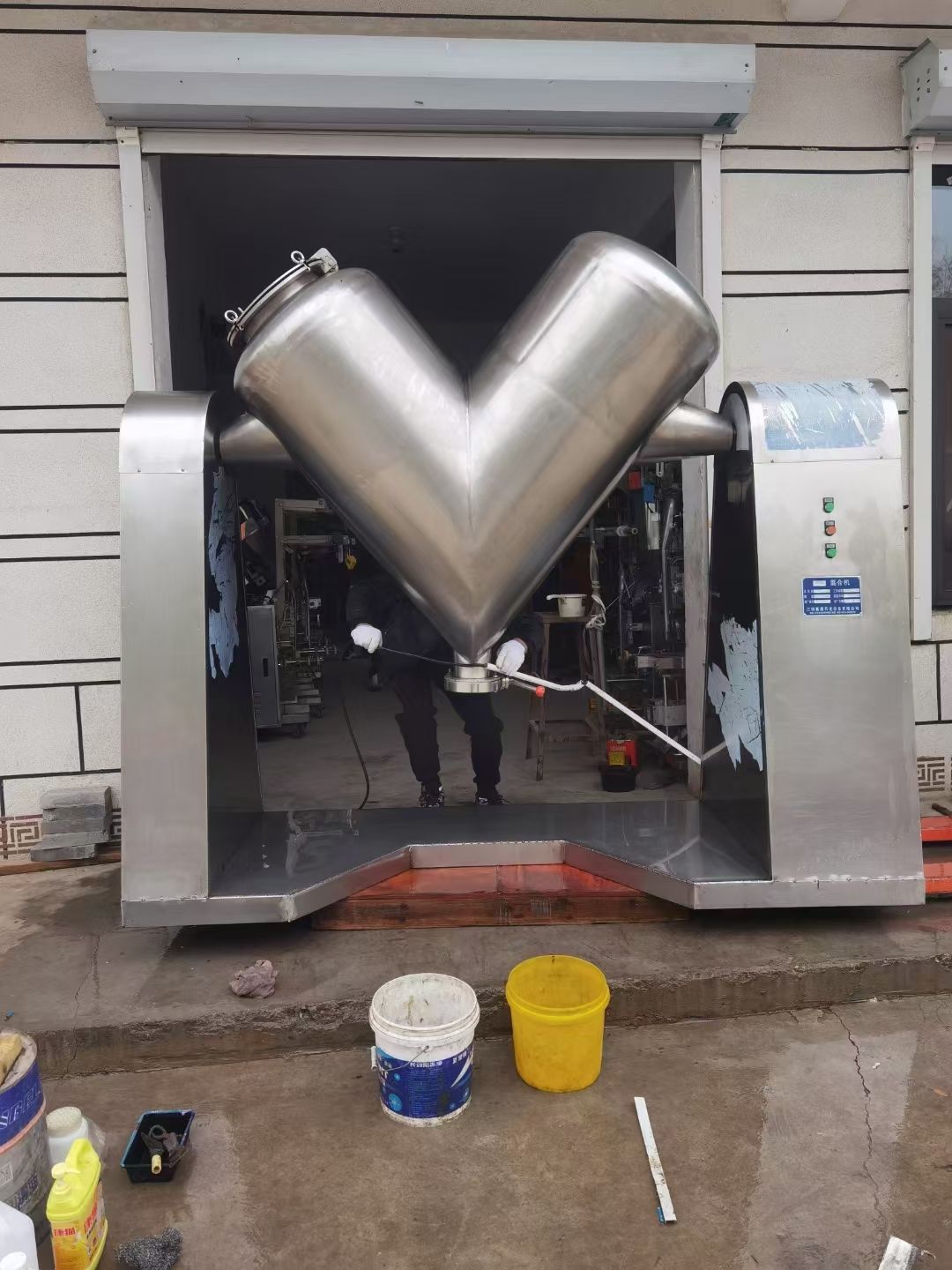 轉讓二手V型混合機 一臺容積500L制藥級高效V型混合機