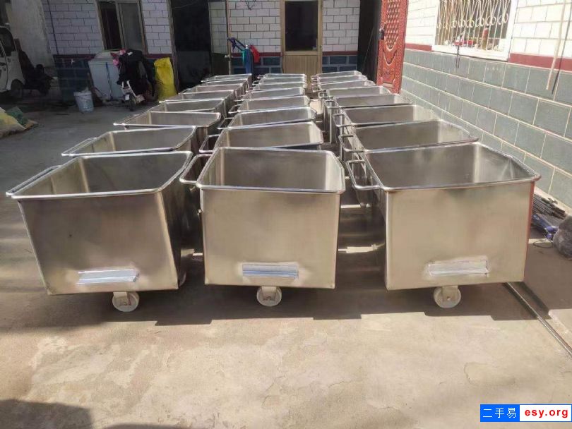 二手不銹鋼料車 200升帶掛耳食品級料車