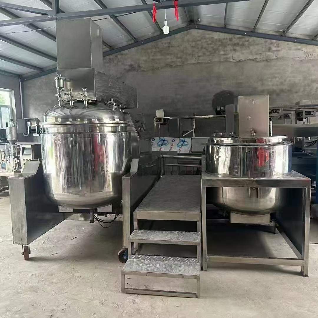 轉(zhuǎn)讓二手真空乳化機(jī) 一套容積500L含水鍋油鍋均質(zhì)乳化機(jī)
