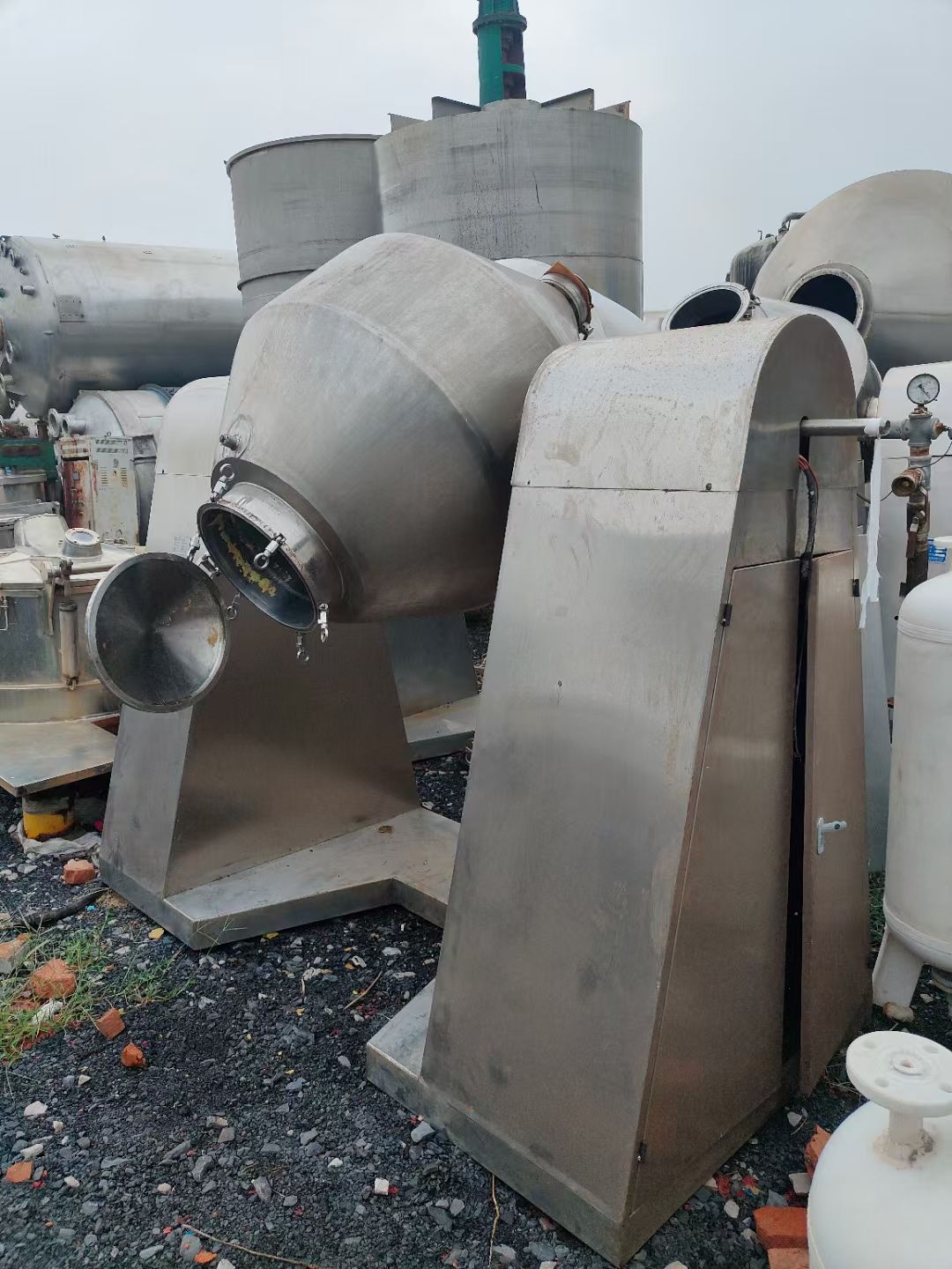 轉讓二手雙錐干燥機 一臺容積350L實驗型不銹鋼雙錐真空干燥機