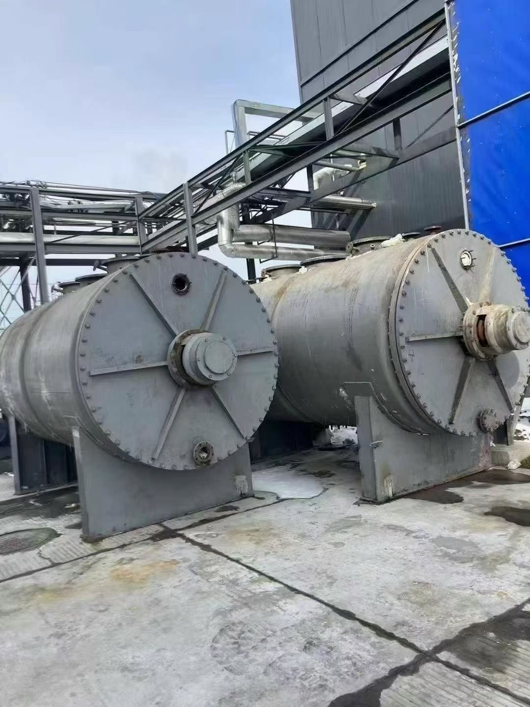 转让二手耙式干燥机 两台容积10立方全碳钢材质真空耙式干燥机