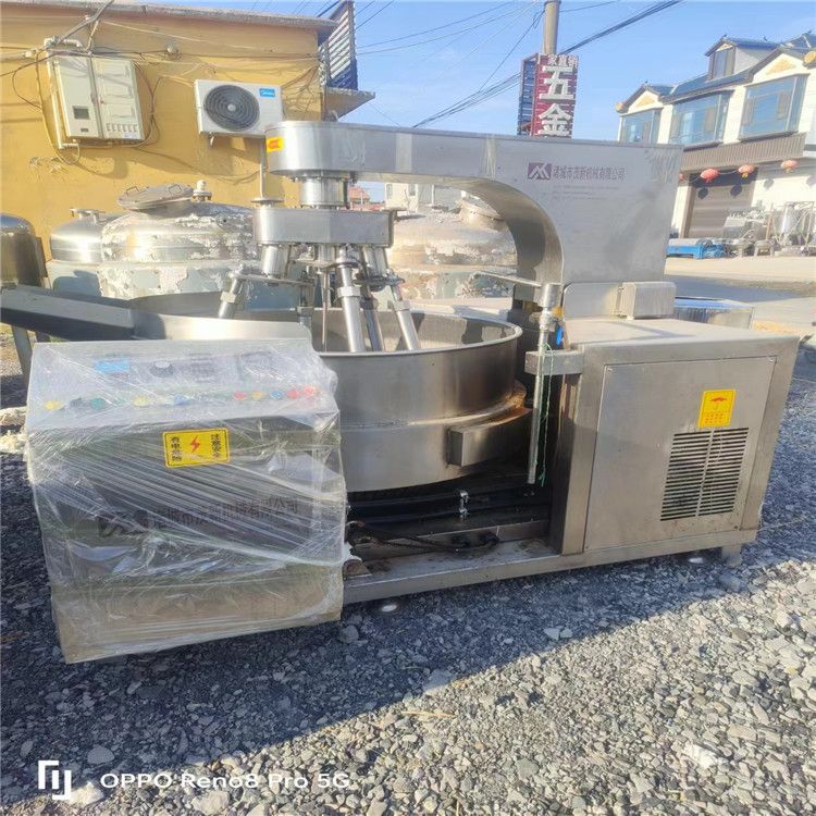 出售二手1000L燃气夹层锅 850L不锈钢电磁多爪炒锅二手搅拌夹层锅