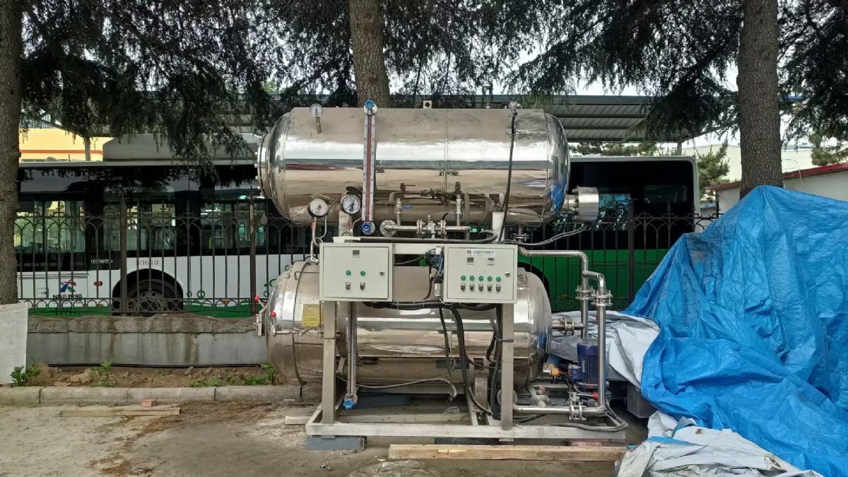 出售二手粽子高压杀菌锅蒸汽肉质品双层杀菌锅，水浴室杀菌