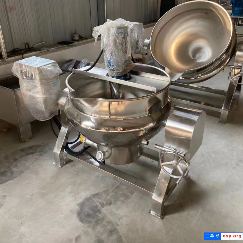 出售二手自动行星辣椒酱炒锅燃气600升电加热夹层锅可倾斜夹层锅