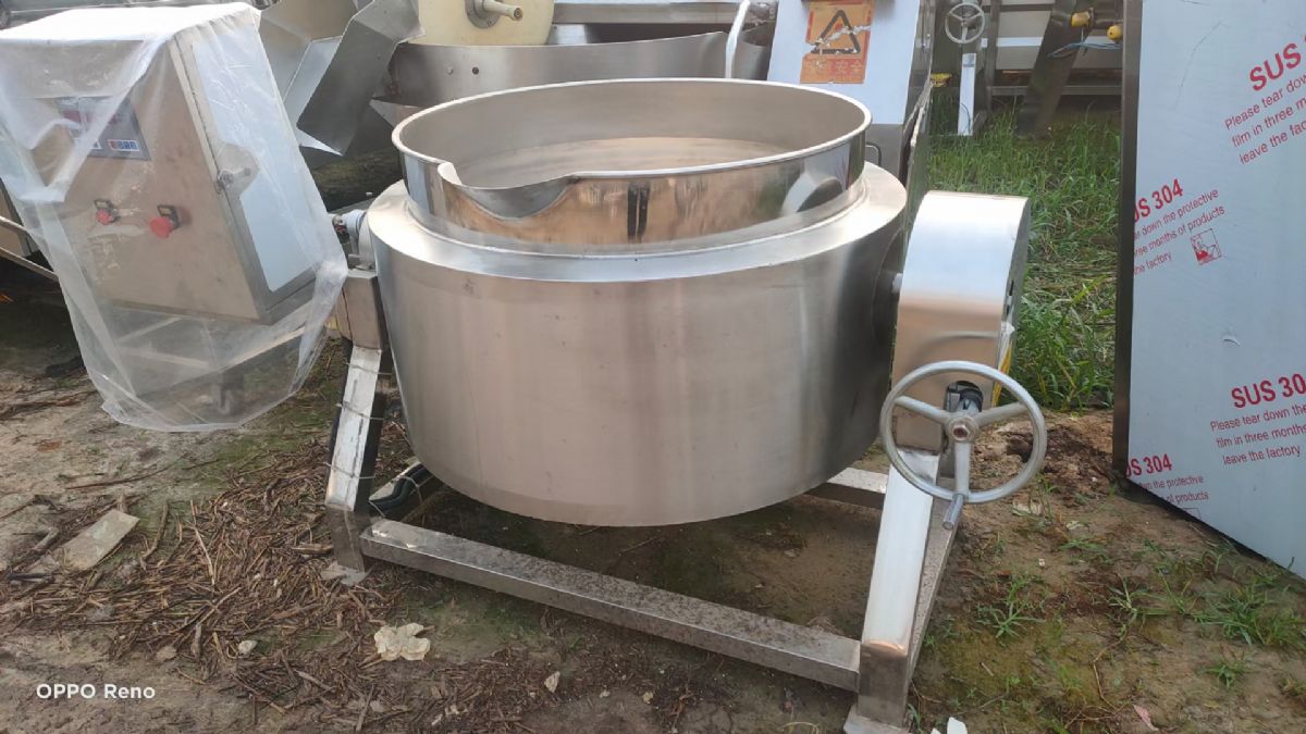 出售二手蒸汽电气两用夹层锅600行星自动炒锅可倾斜搅拌夹层锅