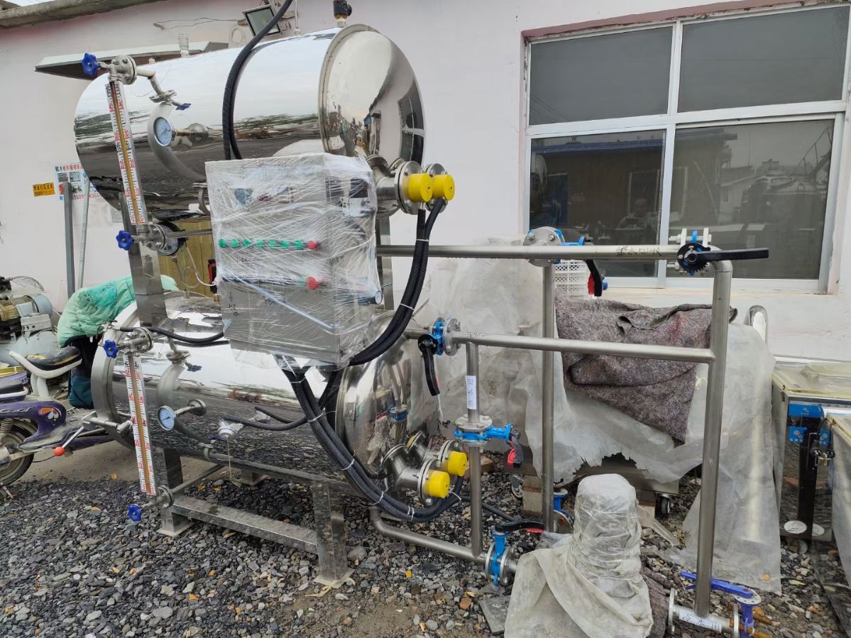 出售二手粽子高压杀菌锅蒸汽肉质品双层杀菌锅，水浴室杀菌