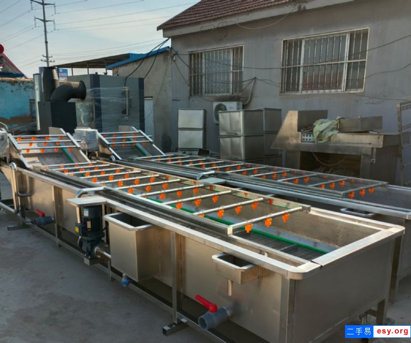出售二手海鲜清洗机蔬菜全自动起泡喷淋清洗机巴氏杀菌线胡萝卜毛辊清洗机