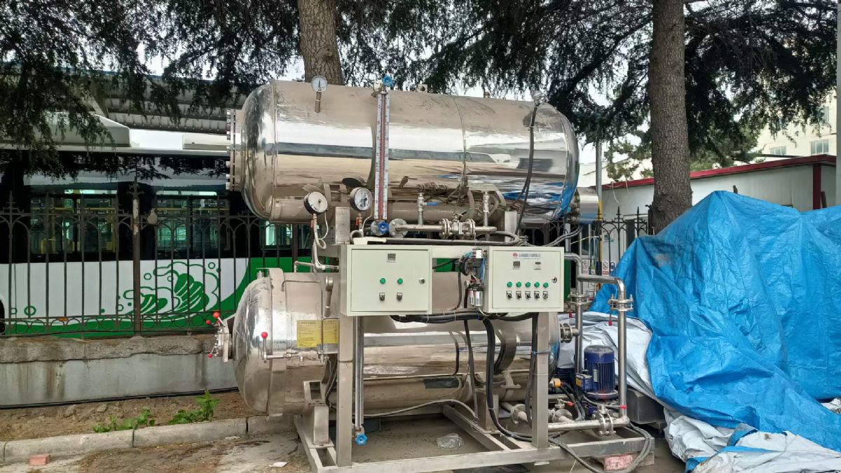 出售二手粽子高压杀菌锅蒸汽肉质品双层杀菌锅，水浴室杀菌