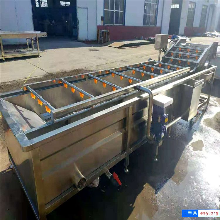转让二手3-6米高压喷淋蔬菜汽泡清洗线蔬菜风干机连续式操作规格齐全