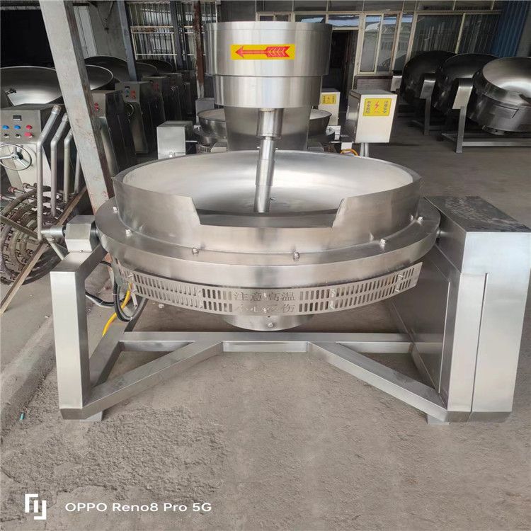 转让二手1000L燃气夹层锅不锈钢行星搅拌炒锅 高黏度酱料型全自动炒锅