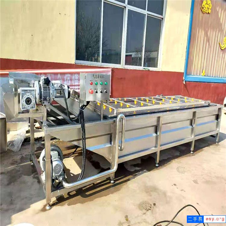 转让二手3-6米高压喷淋蔬菜汽泡清洗线蔬菜风干机连续式操作规格齐全