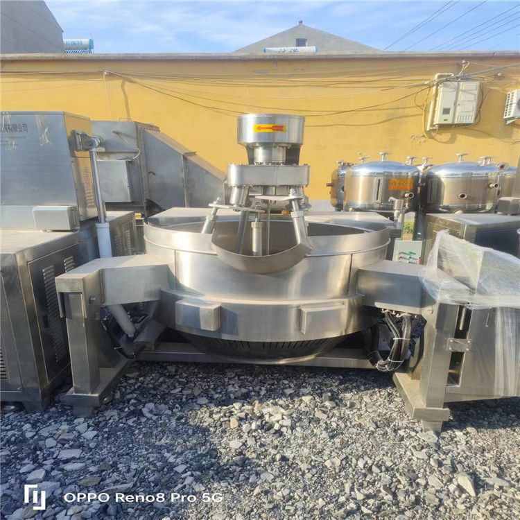 出售二手1000L燃气夹层锅 850L不锈钢电磁多爪炒锅二手搅拌夹层锅