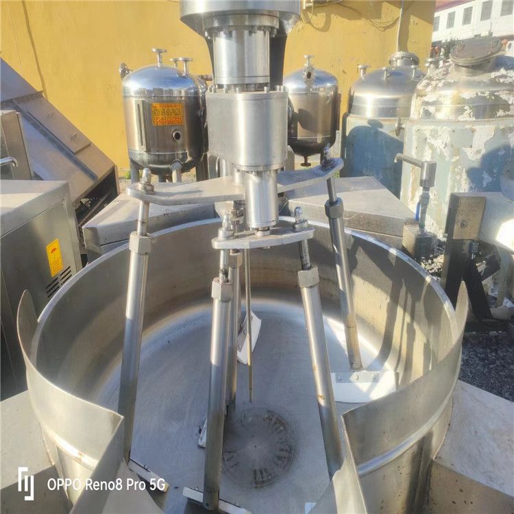 出售二手1000L燃气夹层锅 850L不锈钢电磁多爪炒锅二手搅拌夹层锅