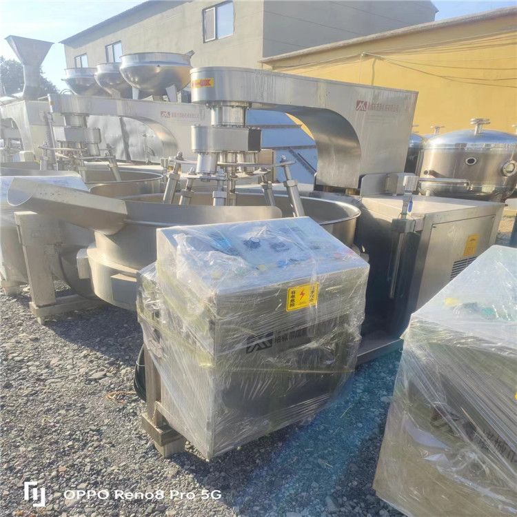 出售二手1000L燃气夹层锅 850L不锈钢电磁多爪炒锅二手搅拌夹层锅