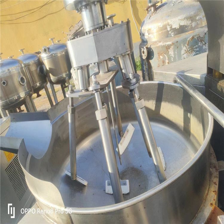转让二手1000L燃气夹层锅不锈钢行星搅拌炒锅 高黏度酱料型全自动炒锅