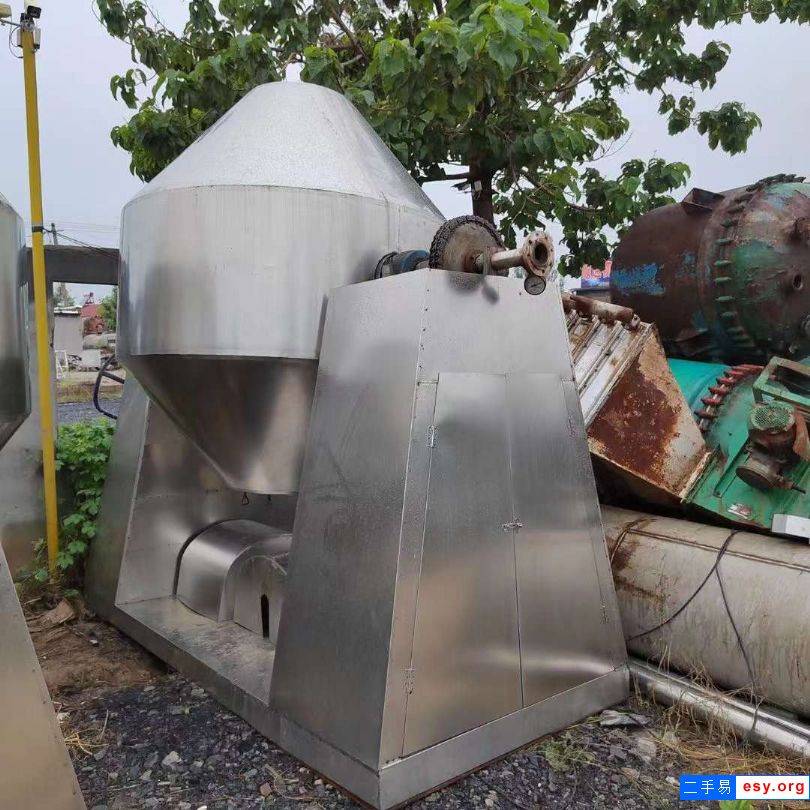 转让二手双锥干燥机 两台5000L搪瓷双锥干燥机