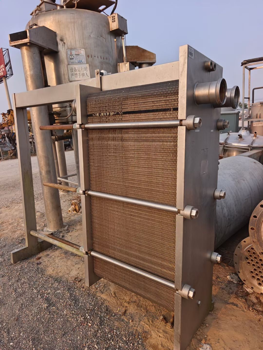 转让二手板式换热器 一台100平方全不锈钢板式换热器