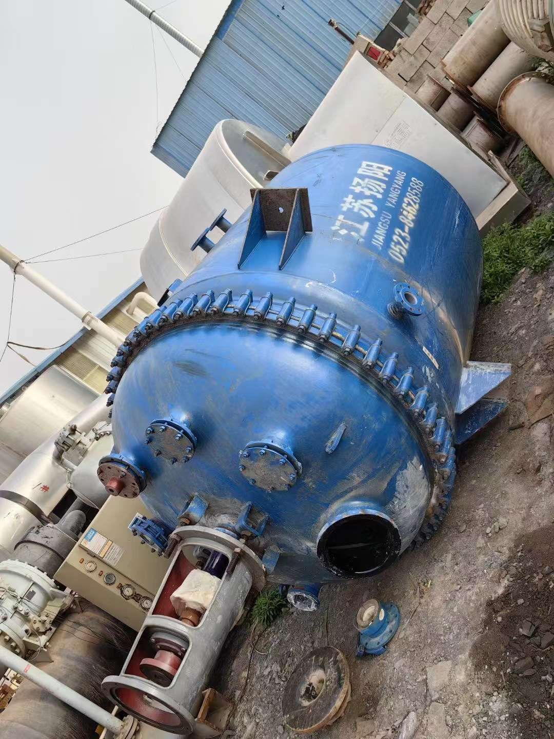 转让二手搪瓷反应釜 一台5000L江苏杨阳搪瓷反应釜