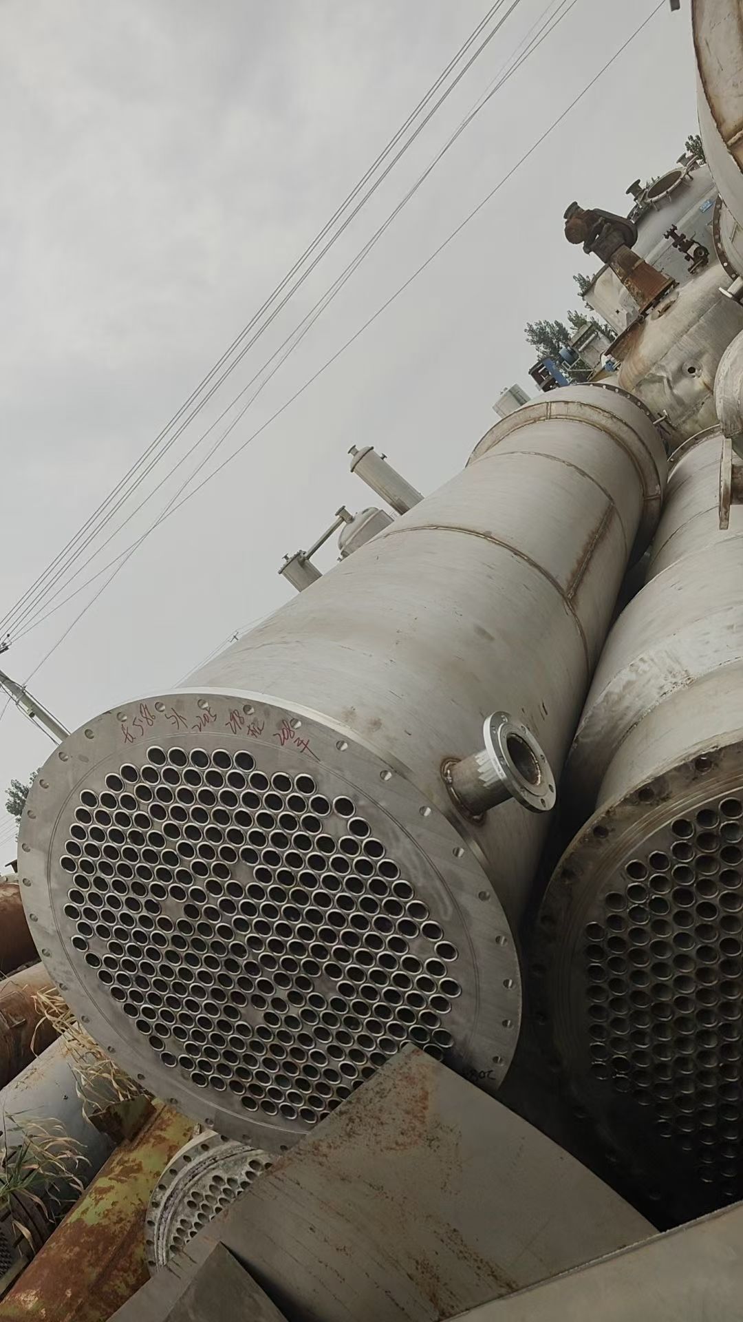 转让二手钛材换热器 一台面积208平方钛材质列管换热器