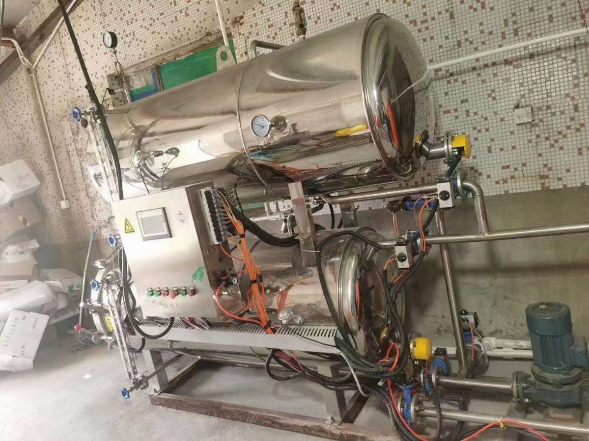 转让二手卧式杀菌锅 一套0.78立方卧式双层电加热杀菌锅