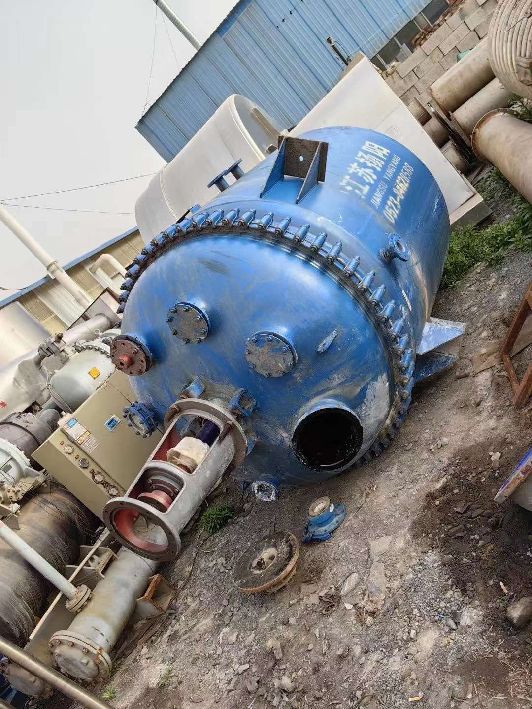 转让二手搪瓷反应釜 一台5000L江苏杨阳搪瓷反应釜