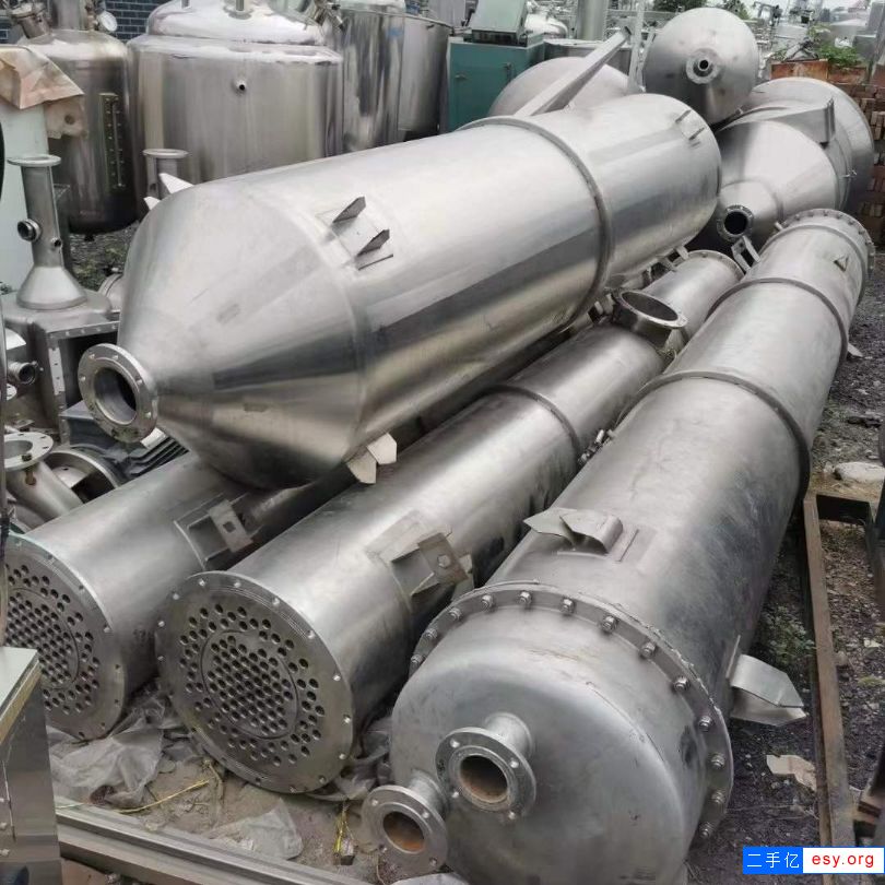 转让二手高效蒸发器 一套双效三吨强制循环蒸发器
