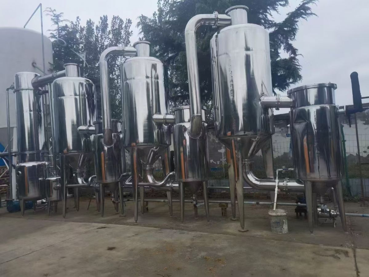 转让二手浓缩蒸发器 一套三效三吨节能式浓缩蒸发器
