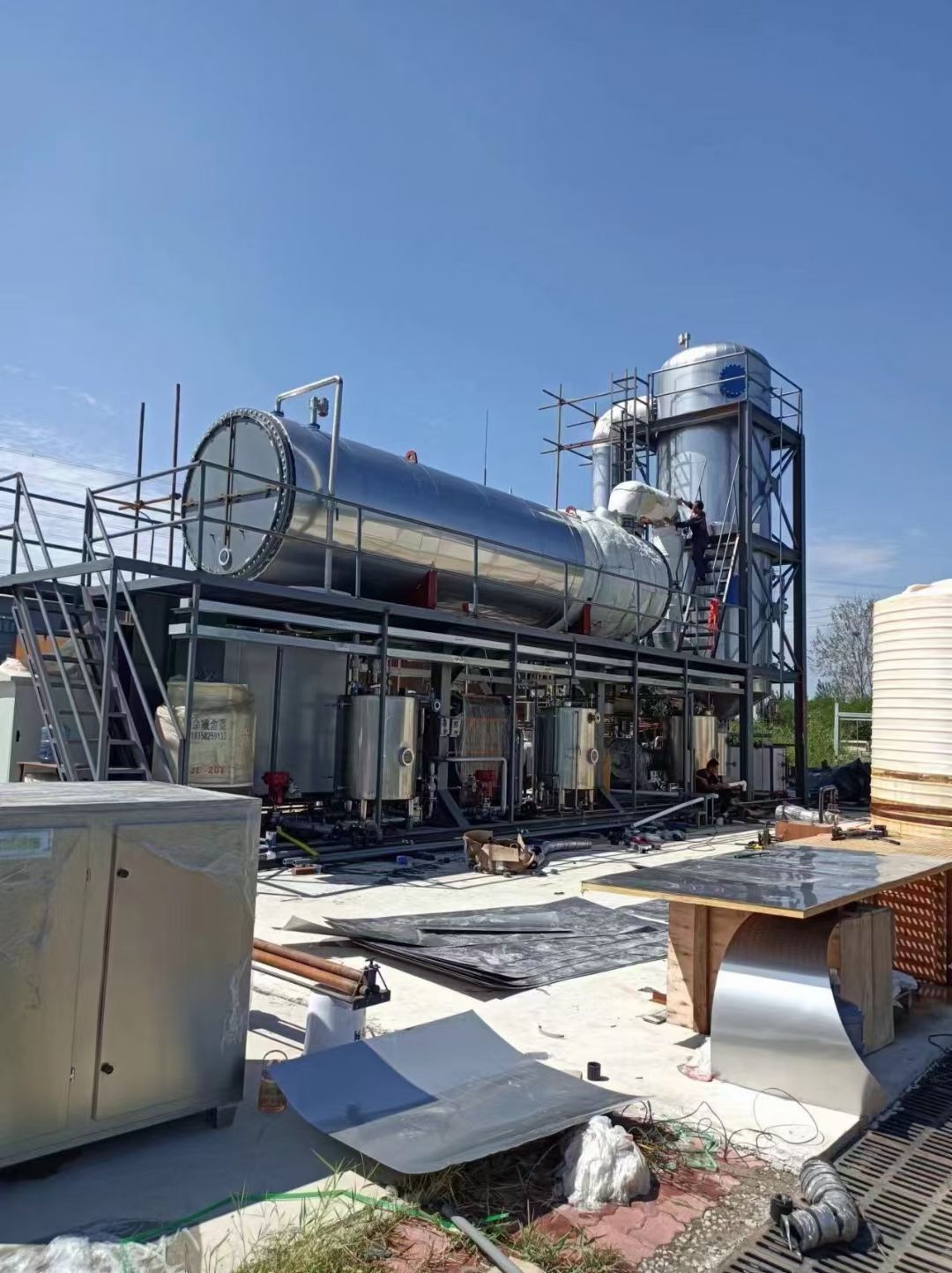 转让二手MVR蒸发器 一套2205材质蒸发量10吨撬装MVR蒸发器