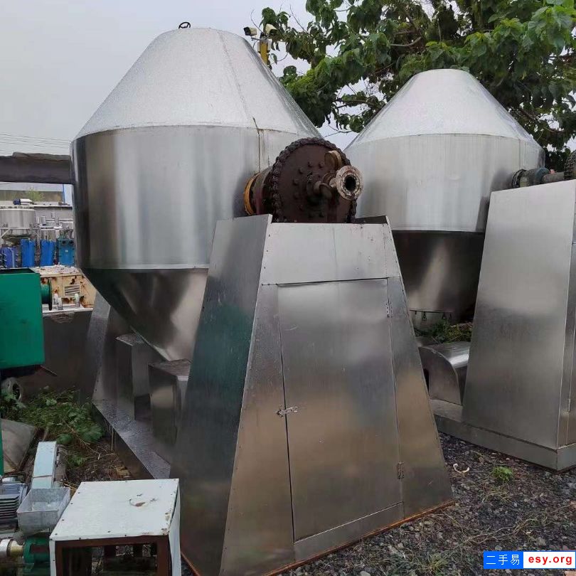 转让二手双锥干燥机 两台5000L搪瓷双锥干燥机