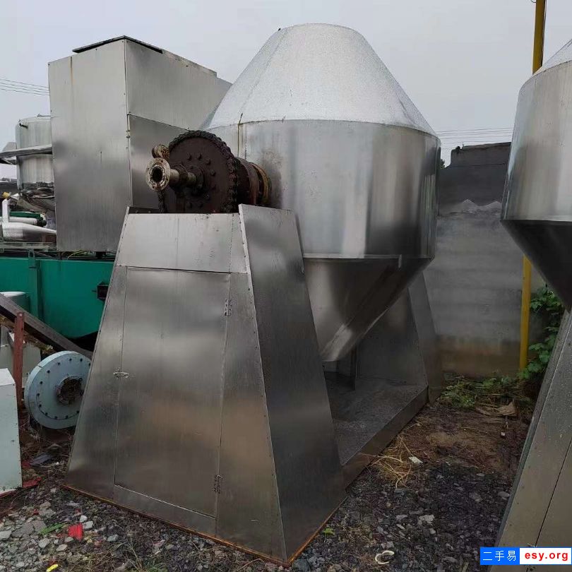 转让二手双锥干燥机 两台5000L搪瓷双锥干燥机
