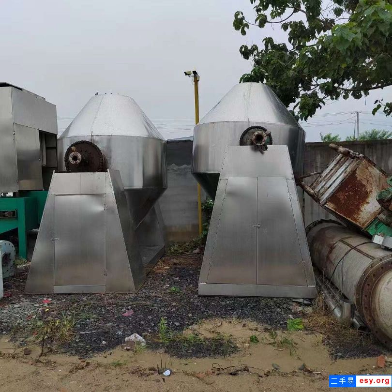 转让二手双锥干燥机 两台5000L搪瓷双锥干燥机
