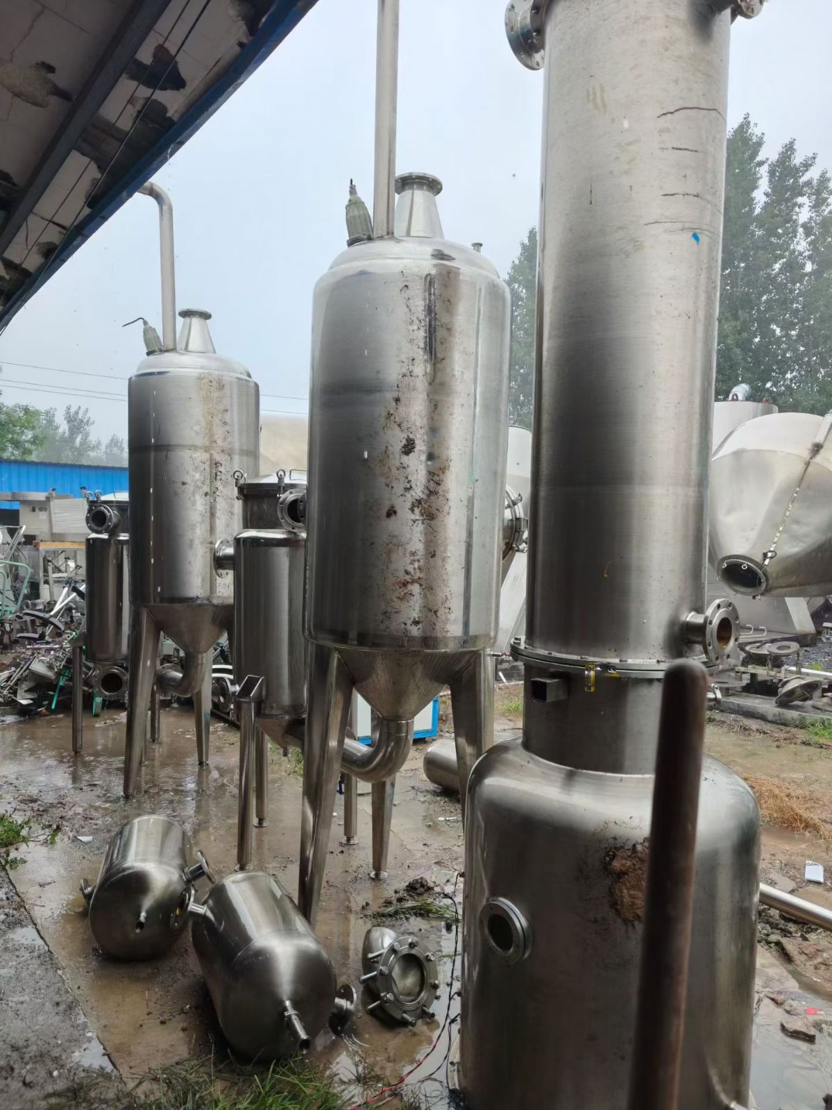 转让二手浓缩蒸发器 一套容积500升食品级单效浓缩蒸发器