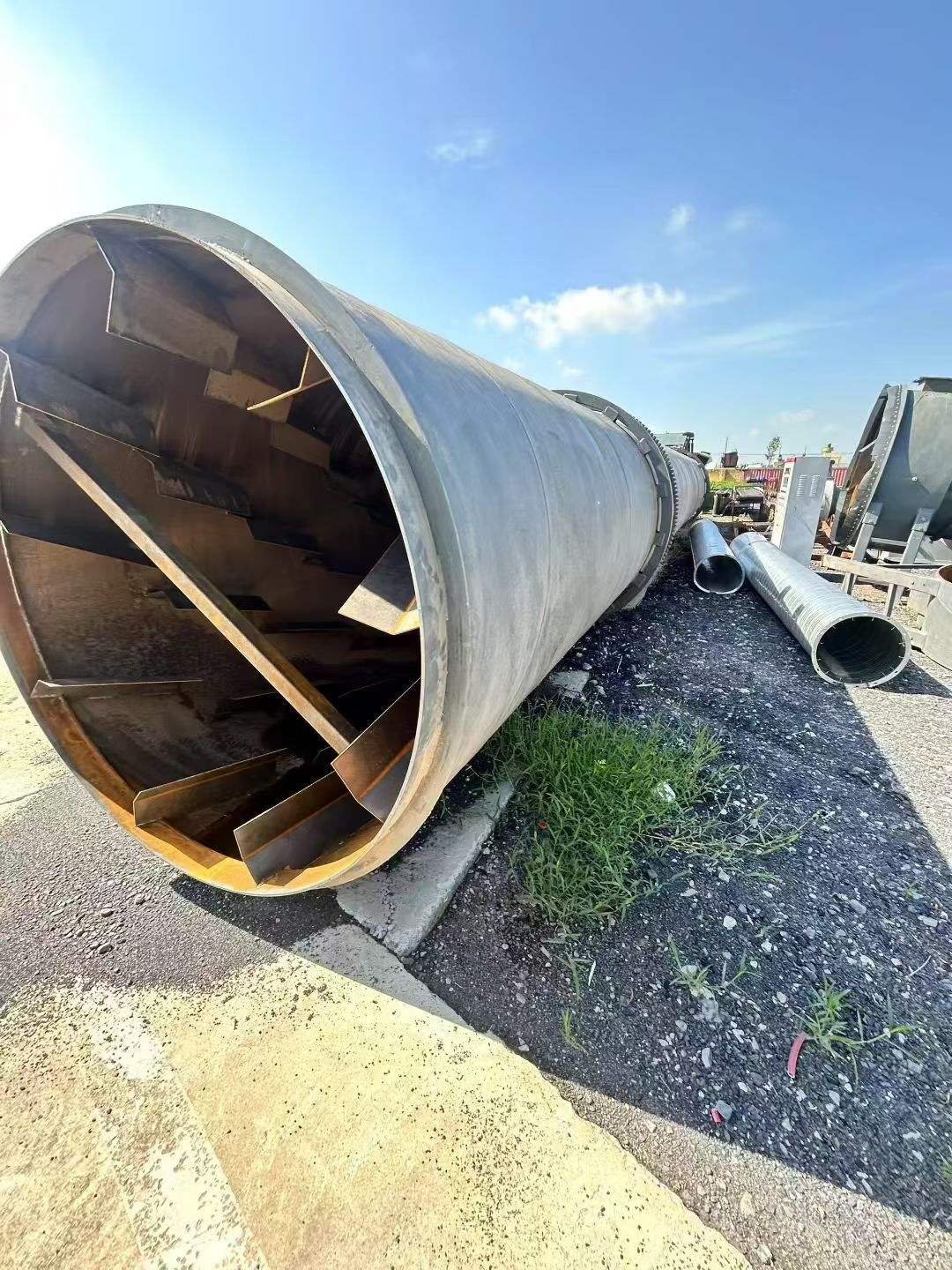 转让二手滚筒烘干机 一套1.8米X18米单筒式滚筒烘干机