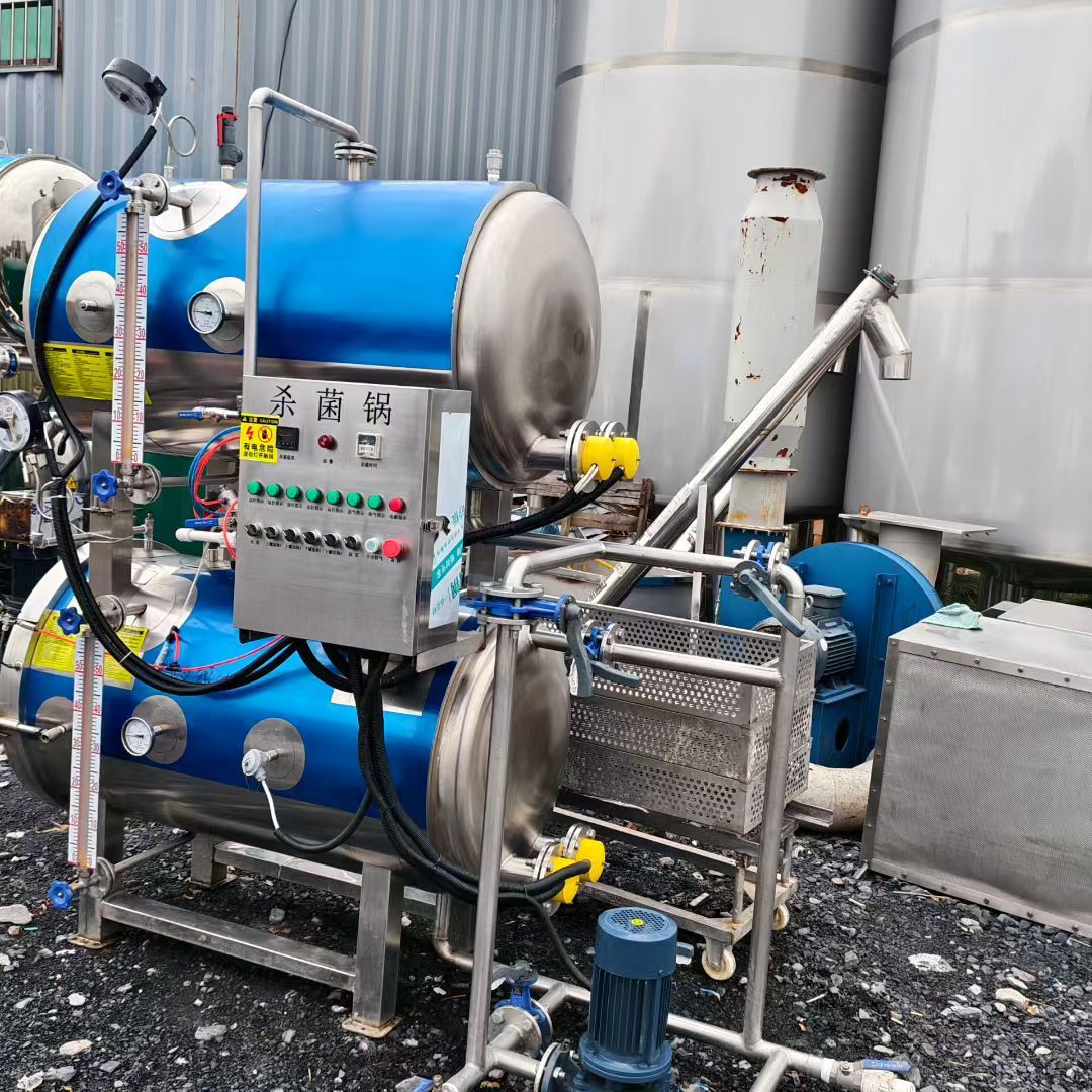 转让二手双层杀菌锅 一台容积0.55立方半自动电加热双层杀菌锅