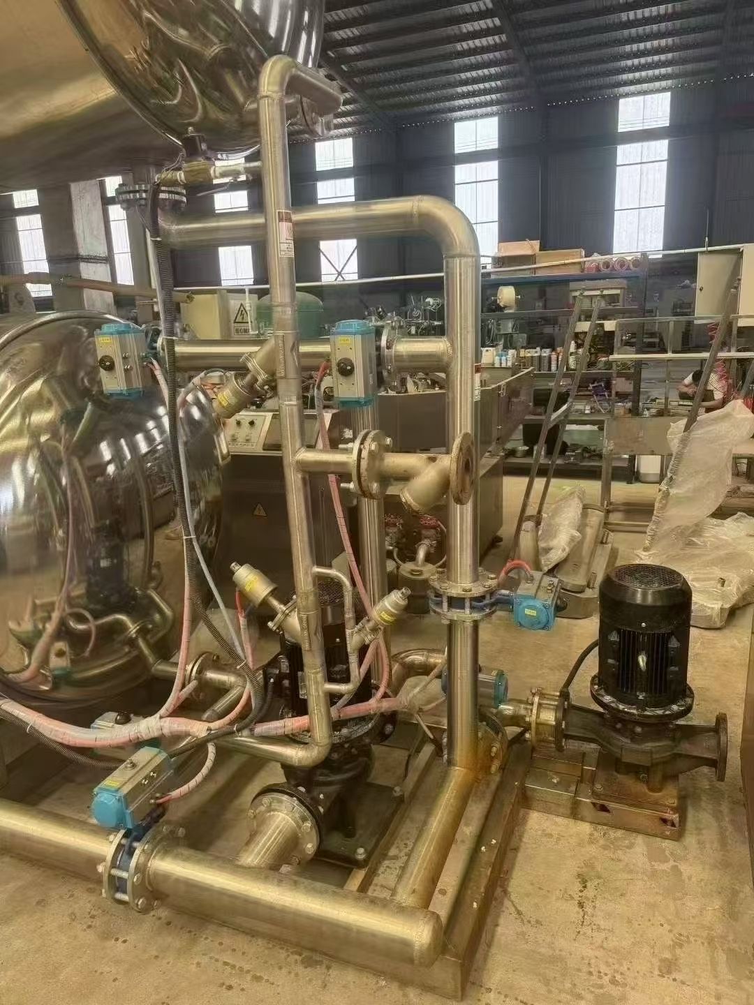 转让二手双层杀菌锅 一套容积4.47立方蒸汽加热全自动双层杀菌锅