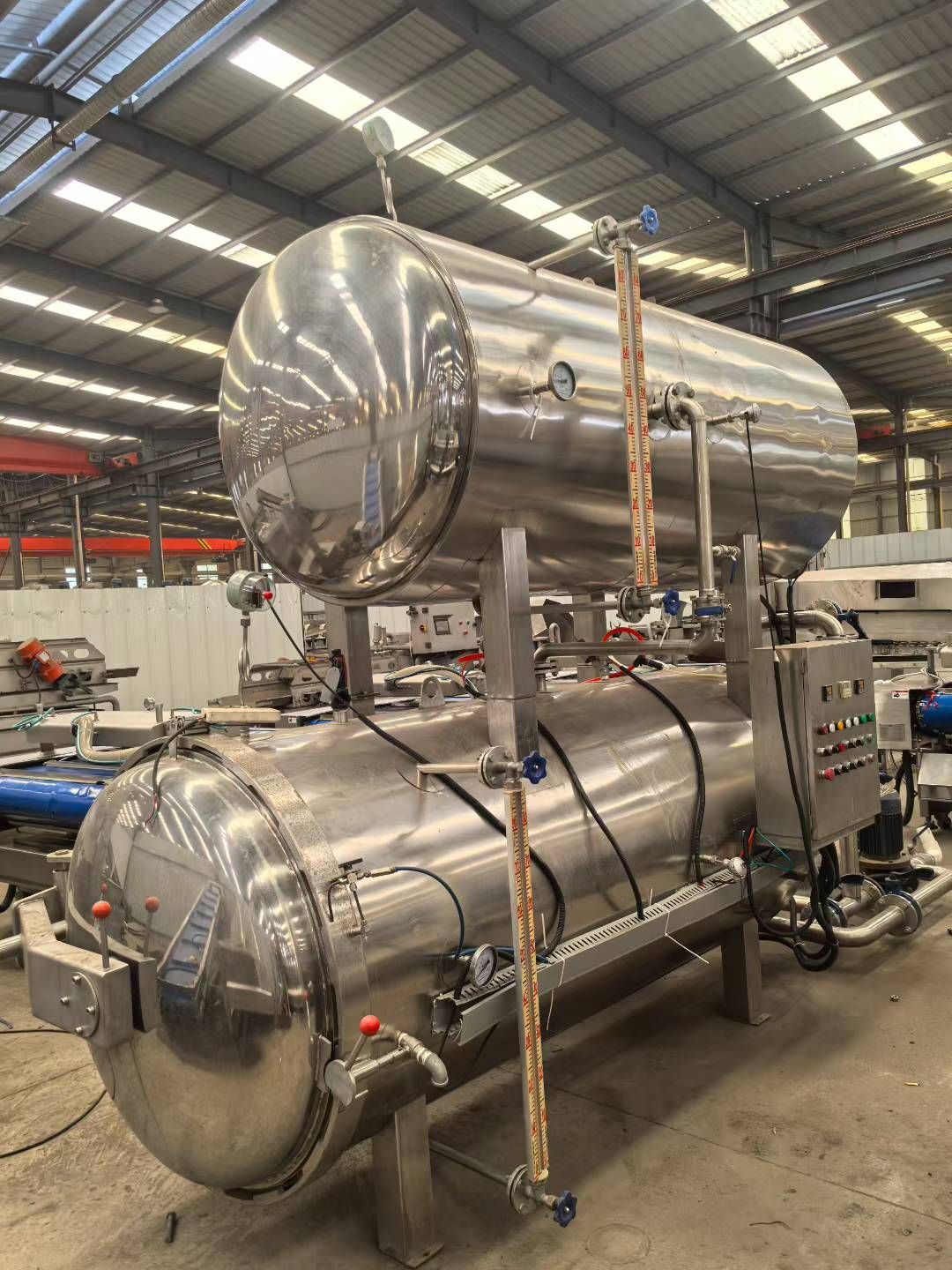 转让二手双层杀菌锅 一台容积1.96立方半自动双层杀菌锅