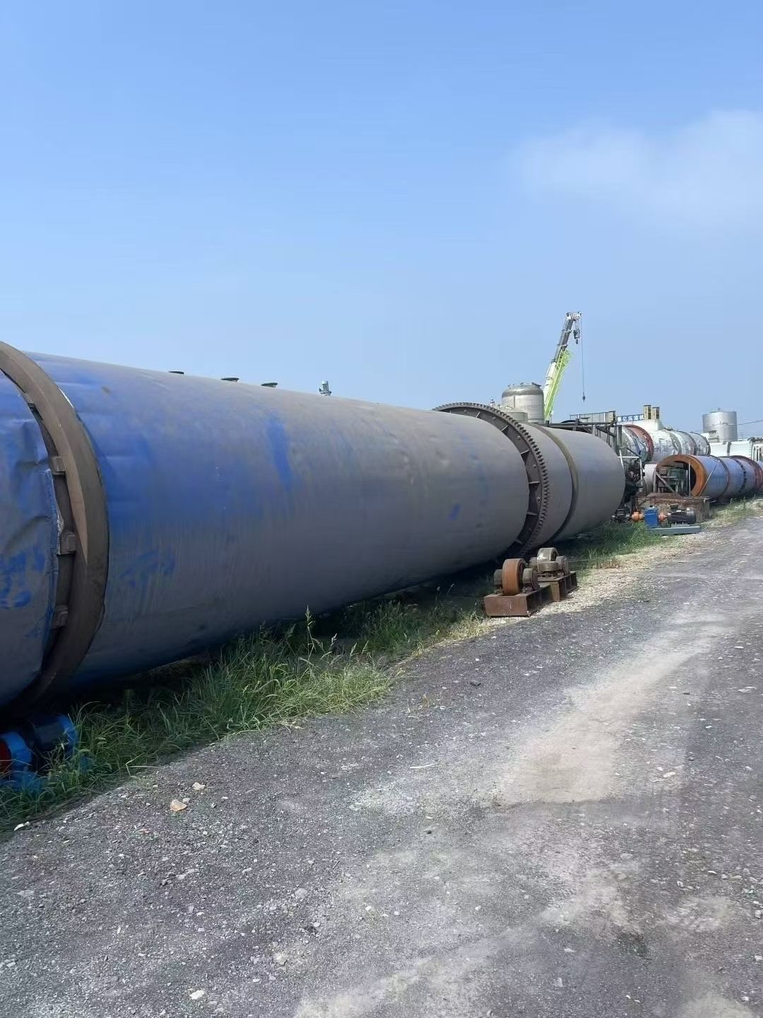 转让二手滚筒烘干机 一套直径2.2米X20米内衬不锈钢滚筒烘干机