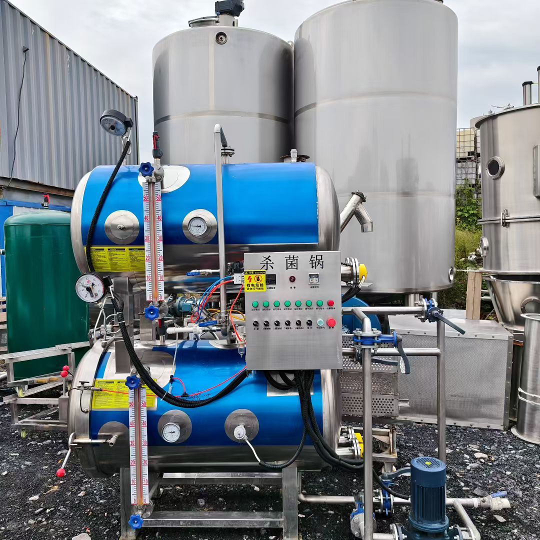 转让二手双层杀菌锅 一台容积0.55立方半自动电加热双层杀菌锅